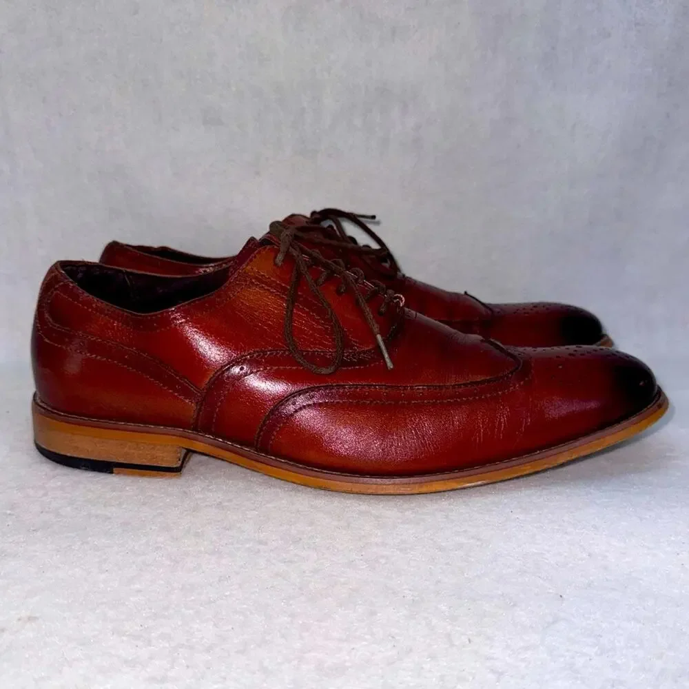 Men’s Stacy Adams Brown Leather Wingtip Oxford Dress Shoes size 9
